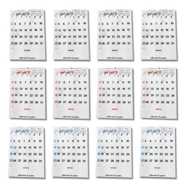 Programador Calendario Pared Vertical ¼ 35 X 50 Cm  2026