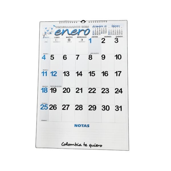 Programador Calendario Pared Vertical ¼ 35 X 50 Cm  2026