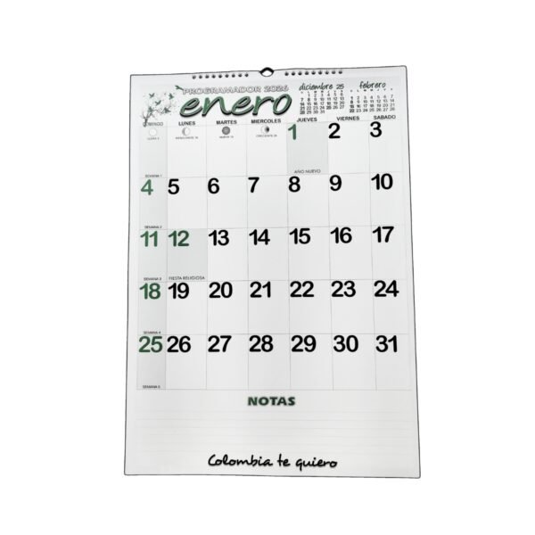 Programador Calendario Pared Vertical ¼ 35 X 50 Cm  2026