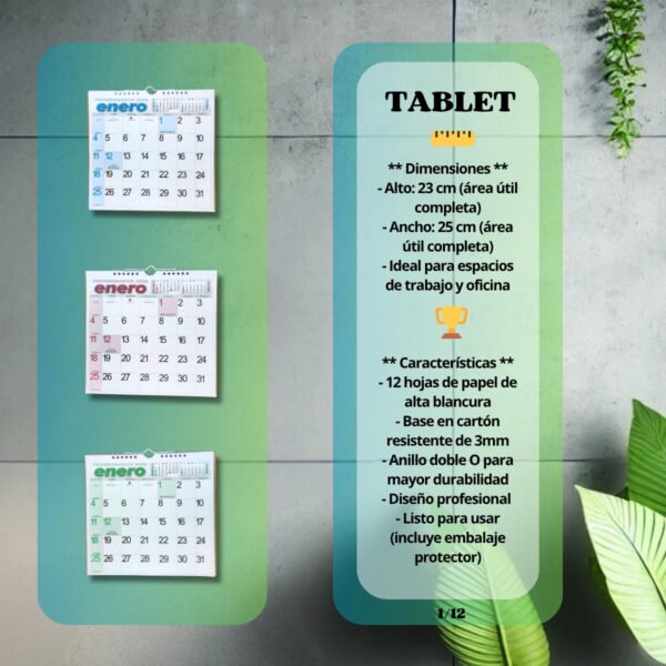 Programador Calendario Pared  23 X 25 Cm  2026