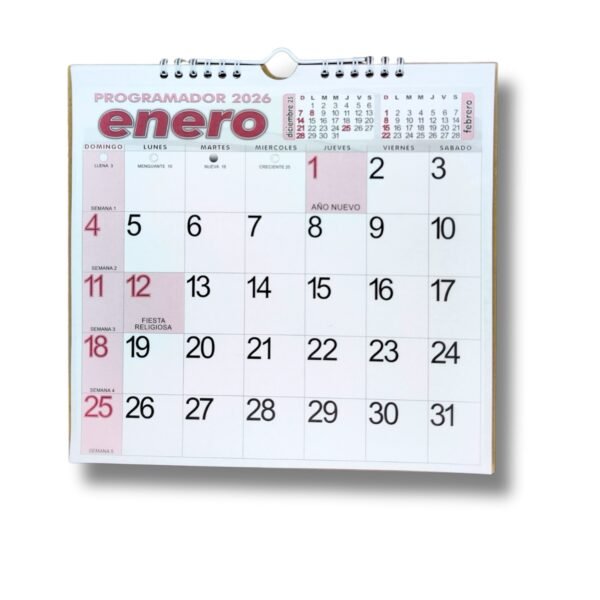 Programador Calendario Pared  23 X 25 Cm  2026