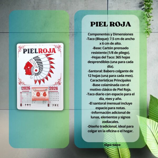 Taco Diario Piel Roja Pared 1/4  25 X 35 Cm  2026
