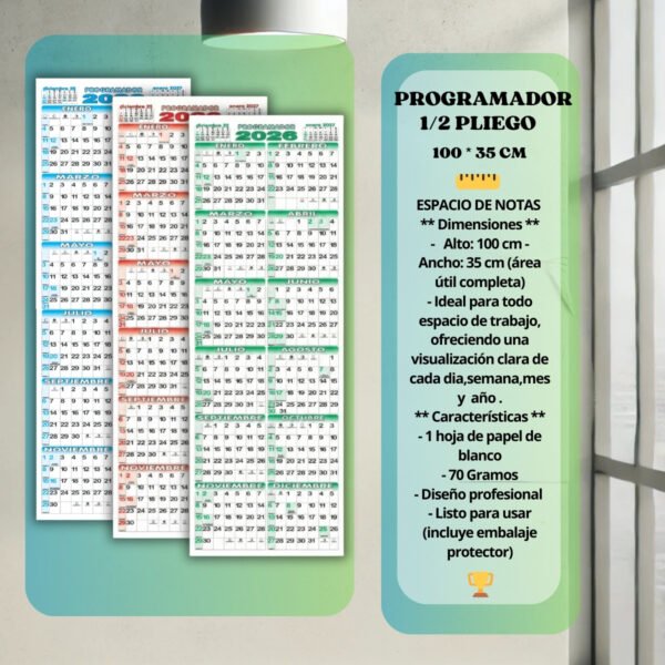 1 x 35 PROGRAMADOR Calendario Programador Afiche Pared TheBigDay 100x35 X3