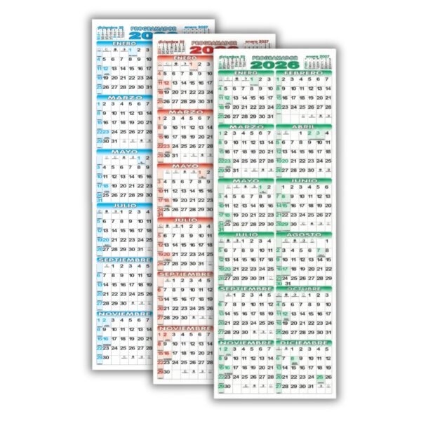 3 BLANCO Calendario Programador Afiche Pared TheBigDay 100x35 X3