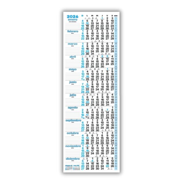 Calendario Notas Afiche Pared TheBigDay 100x35 X3 2026