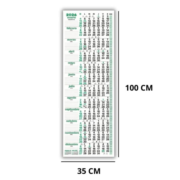 Calendario Notas Afiche Pared TheBigDay 100x35 X3 2026
