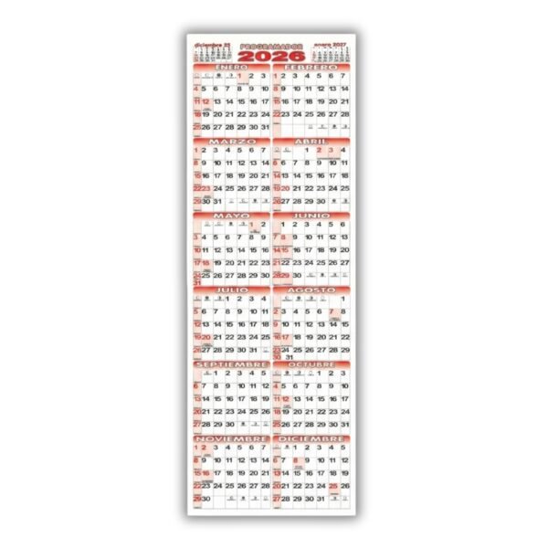 Calendario Notas Afiche Pared TheBigDay 100x35 X3 2026