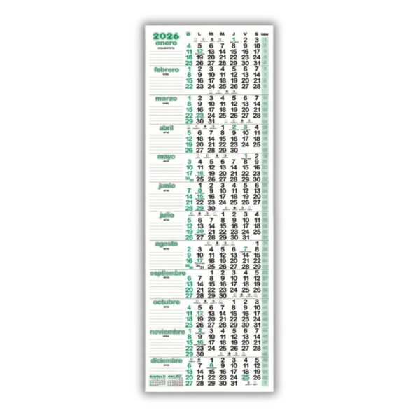 Calendario Notas Afiche Pared TheBigDay 100x35 X3 2026
